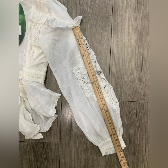 NWT FARM Rio Off-White V Neckline Waist Tie Blouse Size XL - Picture 6 of 11